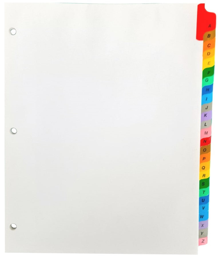 Separador Hojas p/Carpeta Alfabético A-Z c/26 Blanco colorTap Carta Proesa® Bolsa de plástico 01