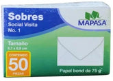 Sobre tarjeta de Visita paquete c/50 #401 Blanco Bond 5.7×8.9cm Mapasa® HA0012 Paquete 7501454510471