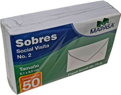 Sobre tarjeta de Visita paquete c/50 75g #402 Blanco Bond 6.1×9.5cm Mapasa® HA0013 Paquete 750145451