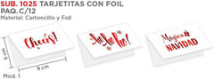 Tarjeta Navidad c/Foil plegable 3 lfrases surtid c/12 Rojo 10×9cm granmark® 1025-1 Paquete 751214793