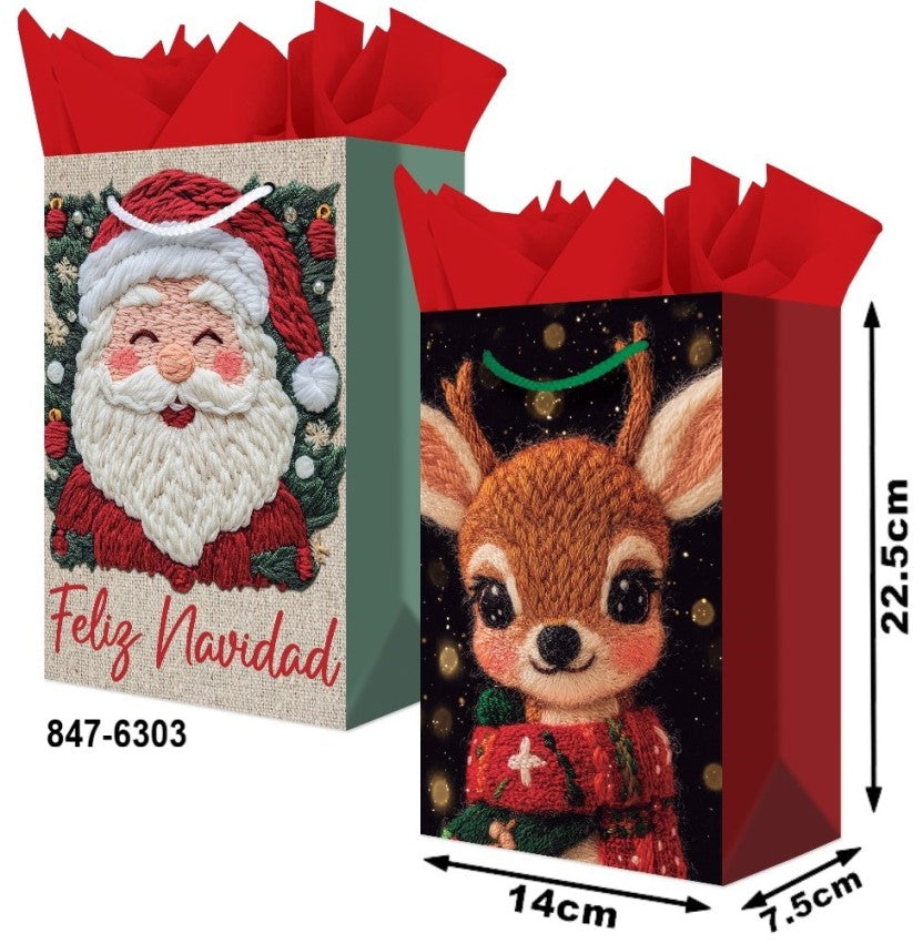 Bolsa p/Regalo Navidad Bordado Chica 14×22½+7½ granmark® 847-6303/6 Pieza 751214670434 01