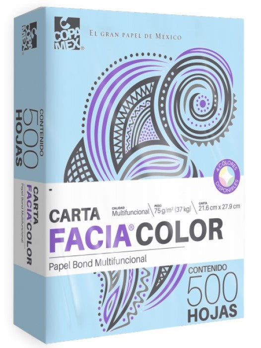 Bond Facia Color paquete c/500 37kg Azul pastel Carta 75g Copamex® Resma 01