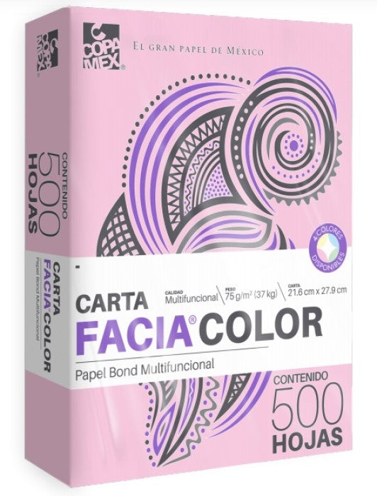 Bond Facia Color paquete c/500 37kg Rosa pastel Carta 75g Copamex® Resma 7502237373146 01