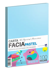 Papel Bond Color Facia Pastel pack c/100 37kg Azul pastel Carta 75g Copamex® Cien hojas 01