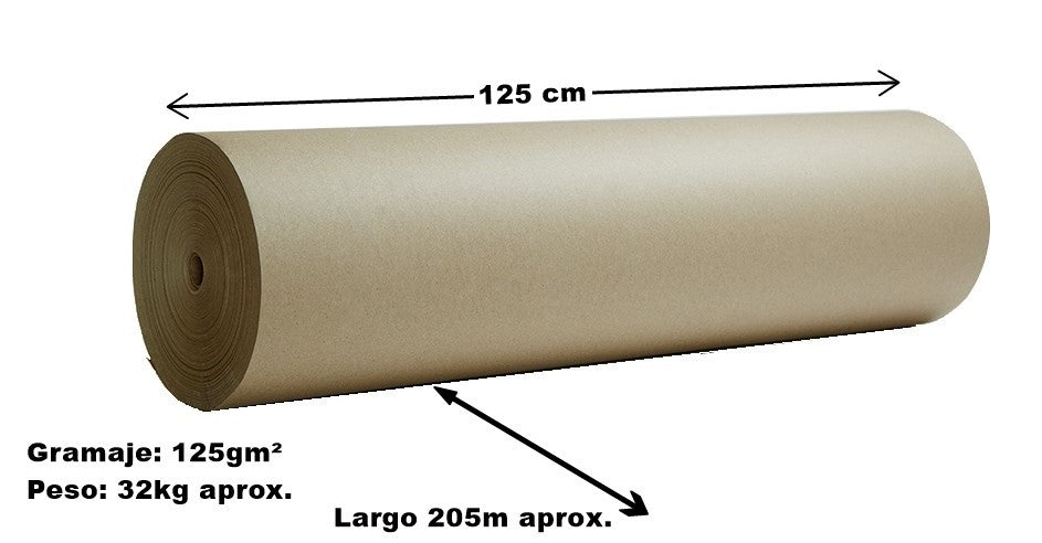 Rollo Papel Envoltura Popular 32kg 205m Aprox. 125g 125cm Beroky® 3308 Rollo 01