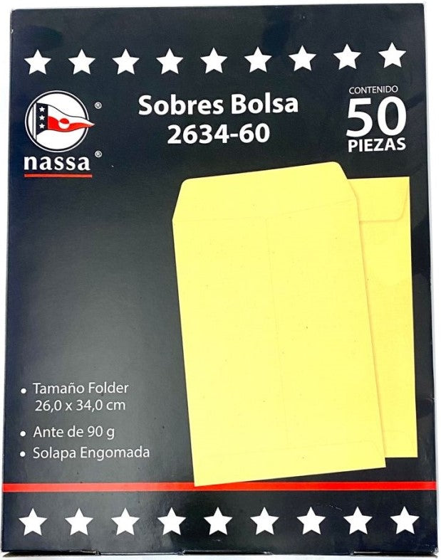 Sobre Bolsa 2634-60 caja c/50 60kg Ante 26×34cm Nassa® IA0299 7501523723580