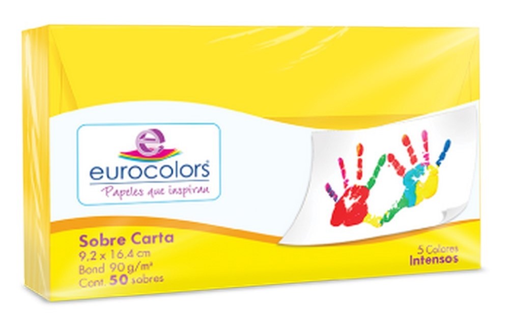 Sobre Eurocolors Carta pack c/50 C Canario 9.2×16.4cm eurocolors HA0223 Caja 7501454601155 01