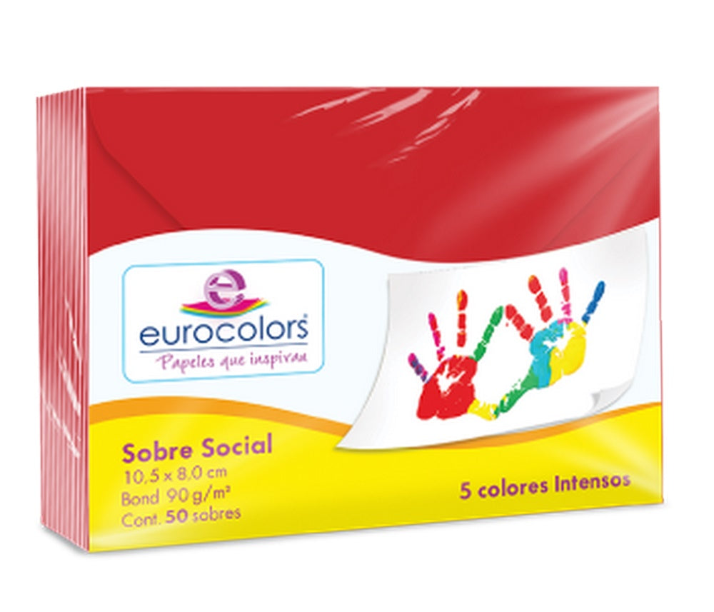 Sobre Eurocolors Social pack c/50 S Rojo 8.0×10.5cm eurocolors UA0068 Caja 7501454601230 01