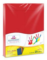 Sobre Eurocolors Bolsa Carta pack c/25 B Rojo 23×30.5cm eurocolors IA328 Caja 7501454601292 01