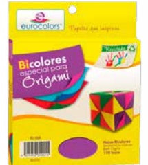 Papel p/Origami E-Bicolor 50hjs Verde-VerdeBand 14×14cm eurocolors EC1015 Paquete 7501454601933 01