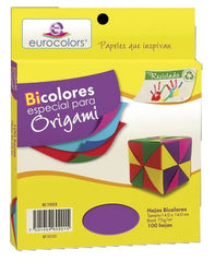 Papel p/Origami E-Bicolor 100hj Arcoíris (10) 14×14cm eurocolors EC1023 Paquete 7501454602015 01