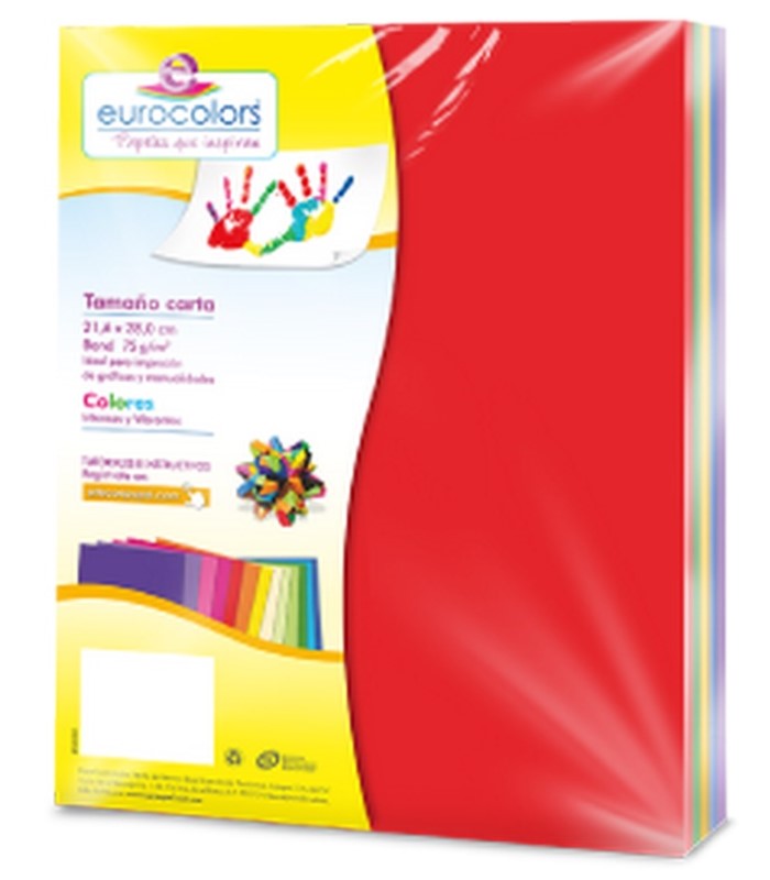 Papel Bond Color Eurocolor pack c/250 Colores (10) Carta eurocolors EC0076 Paquete 7501454601889 01