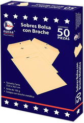 Sobre Bolsa c/Broche Carta caja c/50 80kg Ante 23×30.5cm Nassa® IA0341 7501523724648