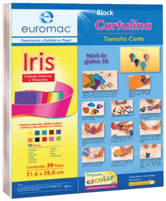 Cartulina Euroiris Block c/50 hojas Colores Carta euromac® EI0080 Bloque 7501523725935