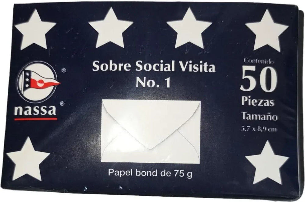 Sobre tarjeta de Visita paquete c/50 #1 Blanco Bond 5.7×8.9cm Nassa® HA0057 Paquete 7501523713017 01