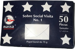 Sobre tarjeta de Visita paquete c/50 #1 Blanco Bond 5.7×8.9cm Nassa® HA0057 Paquete 7501523713017 01