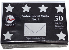 Sobre tarjeta de Visita paquete c/50 75g #1 Blanco Bond 5.7×8.9cm Nassa® HA0057 Paquete 750152371301