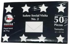 Sobre tarjeta de Visita paquete c/50 #2 Blanco Bond 6.1×9.5cm Nassa® HA0058 Paquete 7501523713024 01