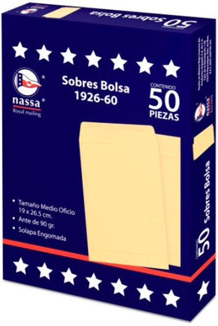 Sobre Bolsa 1926-60 paquete c/50 60kg Ante 19×26.5cm Nassa® IA0293 7501523723528