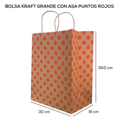 Bolsa p/Regalo Kraft Rojos con Asa Grande Puntos 30×39+18cm Caltom® PD16KPROJ Bolsa 7501064304842 01