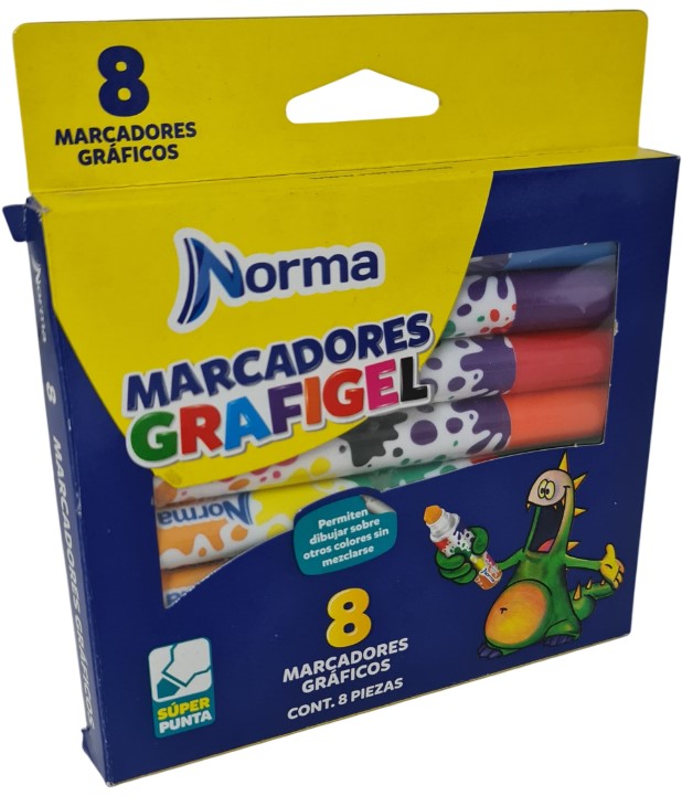 Marcador base Agua Gráficos Gel Colores Est.c/8 Norma® 546250 Estuche