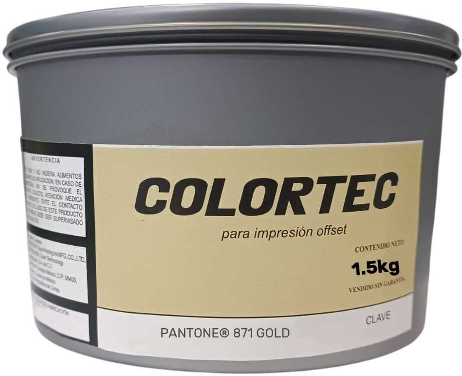 Tinta tono Pantone® Metal 1.5kg Oro 871 ColorTec® Lata cilíndrica 01