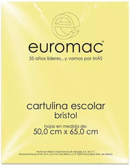Cartulina Bristol Escolar Euro 152g Amarillo 50×65 50kg euromac® WA0021 Hoja 7501523724136 01
