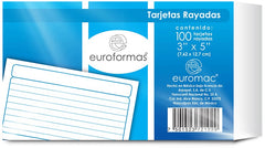 Tarjeta Índice Rayada c/100 Raya 3×5" euroformas® TI0004 Paquete 7501523721029 01