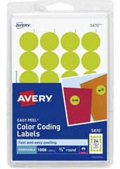 Etiqueta p/Impresora Removible Circulo c/1008 42hjs Amarillo Neón Ø ¾"24× hj Avery® 5470 Pieza 72782