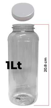 Tarro PET Cilíndrico c/Tapa Blanca R-63 Cristal 1 litro Envases® Tarro 01