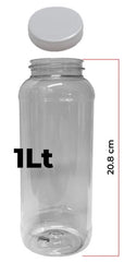 Tarro PET Cilíndrico c/Tapa Blanca R-63 Cristal 1 litro Envases® Tarro 01