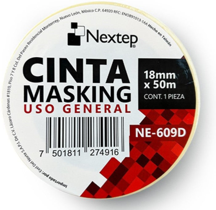 Cinta Adhesiva Masking Crema 18mm×50m Nextep® NE-609D Pieza 7501811274916 01