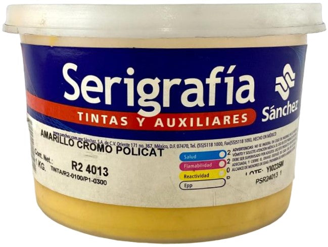 Tinta Serigrafía Policat 1kg Amarillo Cromo R2 4013/23 Sanchez® PSR24023 1 Kilo 01