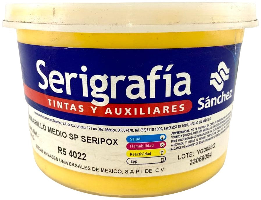 Tinta Serigrafía Seripox 1kg Amarillo Medio R5 4022 Sanchez® PSR54022 1 Kilo 01
