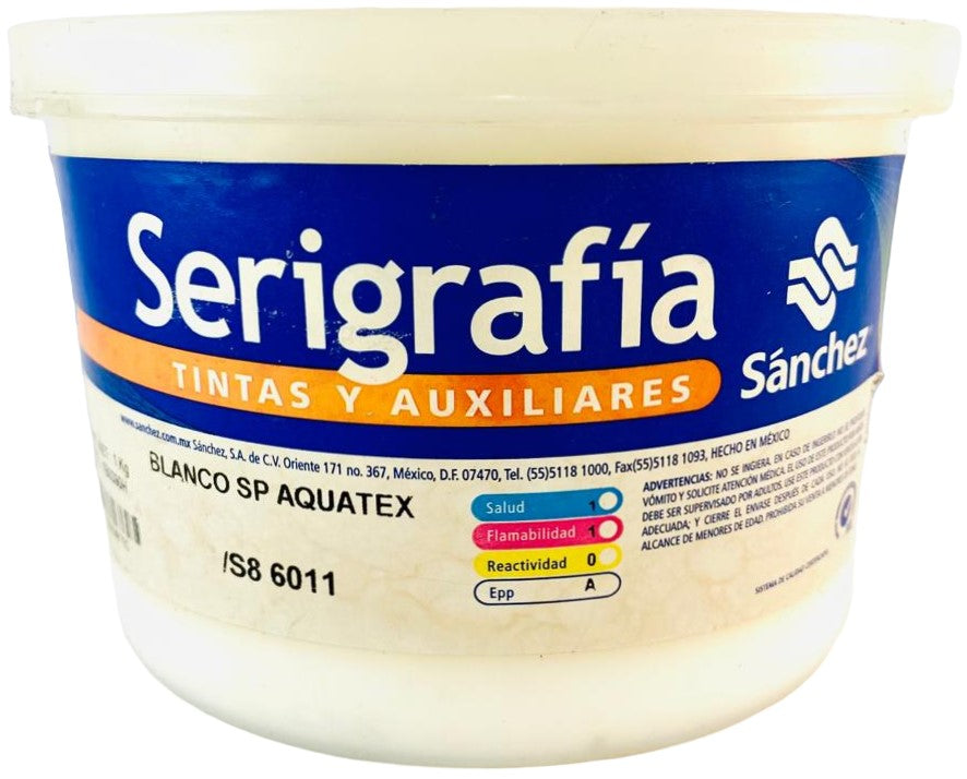 Tinta Serigrafía Aquatex SP 1kg Blanco S8 6011 Sanchez® PSS86011 1 Kilo 01