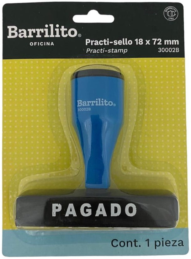 Sello c/leyenda de goma simple "PAGADO" Barrilito® 30002B Pieza 7501214915225 01