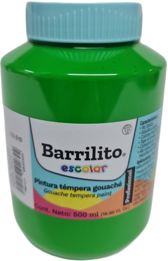 Pintura Témpera Gouaché 500ml Verde Hoja Barrilito® TG510 Contenedor plástico 7501214920304 01