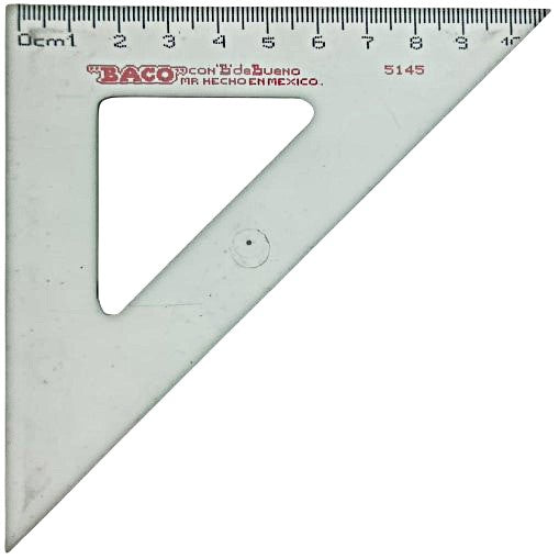 Escuadra Económica 1 Pieza 45° 5145 Graduada 11×11cm Baco® ES001 Pieza 7501174950069 01