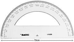 Transportador de Plástico 180° T-115200 15cm Baco® TR003 Pieza 7501174950151 01