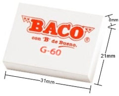 Borrador G-60 Chico Blanco 31×21×8mm Baco® GM001 Pieza 7501174994117 01
