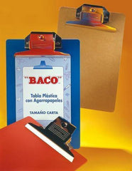 TablaAgarraPapel Plástico Broche Placa Metal Colores Oficio Baco® TB006 Pieza 7501174914085 01