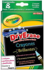 Crayón p/Pizarrón Dry Erase Brillante Colores Est.c/8 Crayola® 529802 Caja 7501058298027