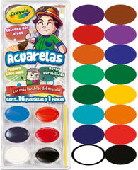 Acuarelas en Plástico c/Pincel Colores Est.c/16 Crayola® 530516 Estuche 7501058253163 01