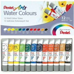 Pintura Acuarela Arts Water Colours c/12 Colores Tubos 5ml Pentel® WFRS-12 Caja 4711577025643 01