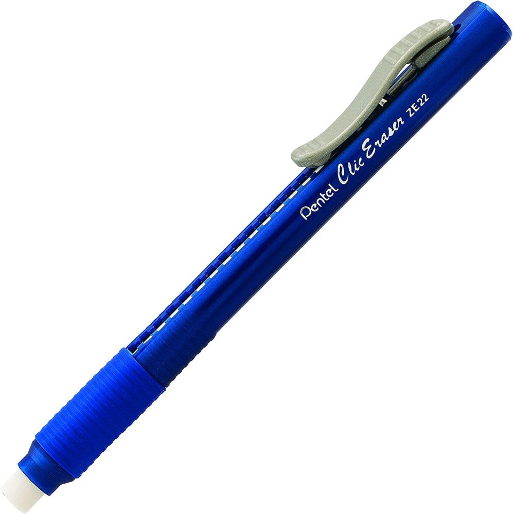 Borrador tipo Lápiz Clic Eraser Grip Azul Pentel® ZE22-22 Pieza 01