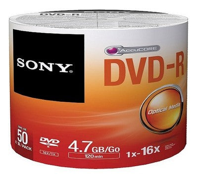 DVD -R 4.7gb 16× 120min Pack c/50 Sony® 50DMR47SB Paquete 27242852273
