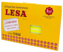 Etiqueta Adhesiva Clásica c/2160 12 hojas Amarillo Neón #01 12×9mm Lesa® Pieza 02