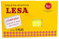 Etiqueta Adhesiva Clásica c/2160 12 hojas Amarillo Neón #01 12×9mm Lesa® Pieza 03