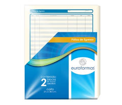 Block Póliza de Egreso paquete c/2 E 50 hojas Carta euroformas® ER0112 PE1005 7501523723061