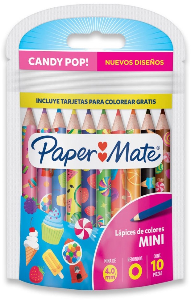Color de Madera Cortos Candy Pop! Mini Colores Est.c/10 PaperMate® 2083503 Estuche 71641162426